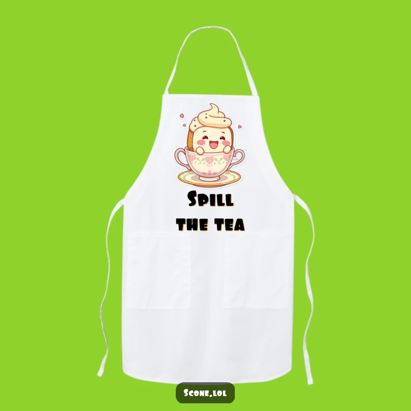 Funny Smiling Scone Falling Teacup Apron - Serve Up Smiles