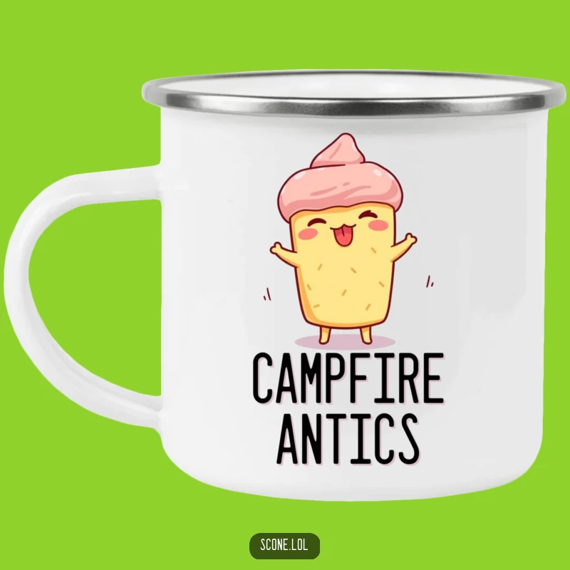 Funny Scone Spinning Camping Mug: Rugged & Silly Design, Outdoors Gift