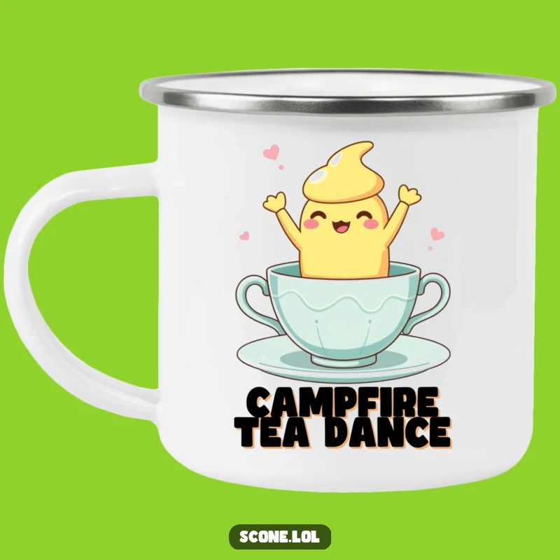 Funny Teacup Dance Scone Camping Mug: Enjoy Tiny Adventures with This Hilarious Pastry
