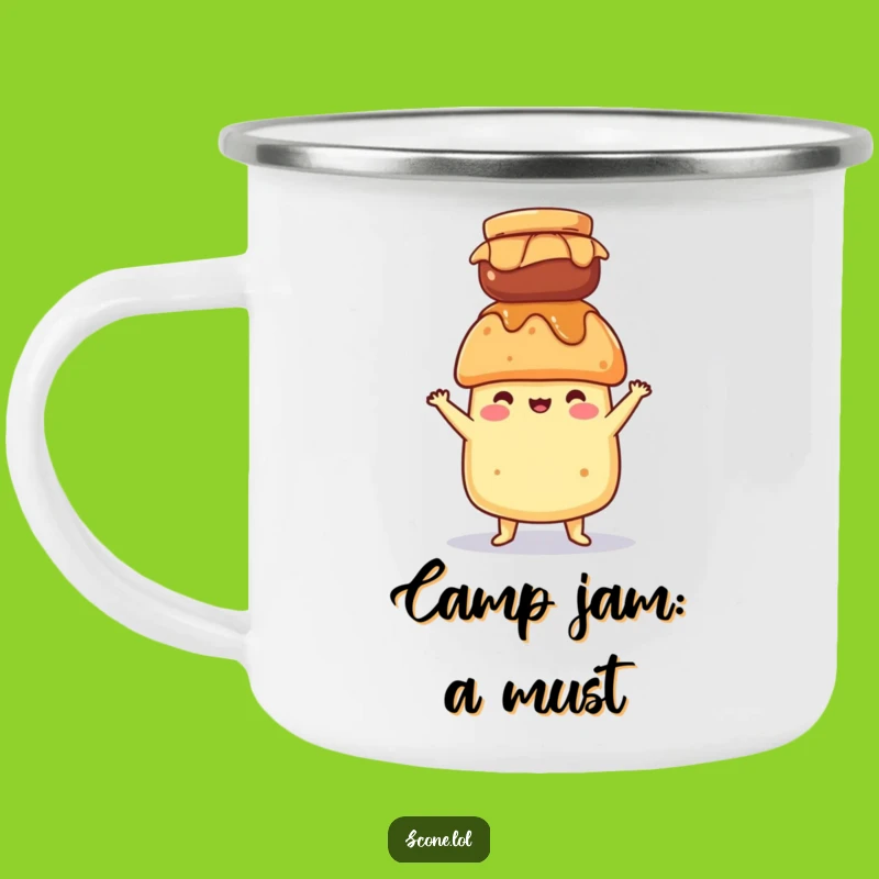 Funny Balancing Scone Jam Jar Camping Mug - Campfire Stability Funny Gift