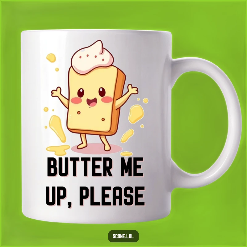Funny Scone Dance Mug: Happy Character Jig, Hilarious Butter Splatter Gift