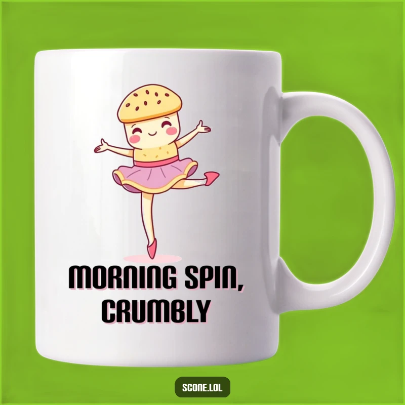 Funny Scone Pirouette Mug - A Crumbly Dancer's Delightful Performance!