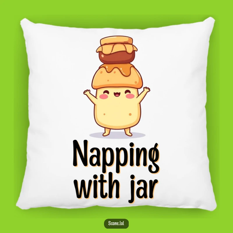 Funny Balancing Scone Jam Jar Pillow - Cozy Balance Accent Funny Gift