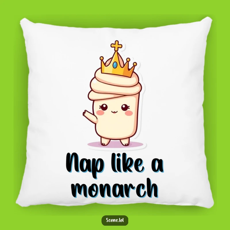 Funny Regal Scone Crown Pillow - Cozy Royal Accent Funny Gift