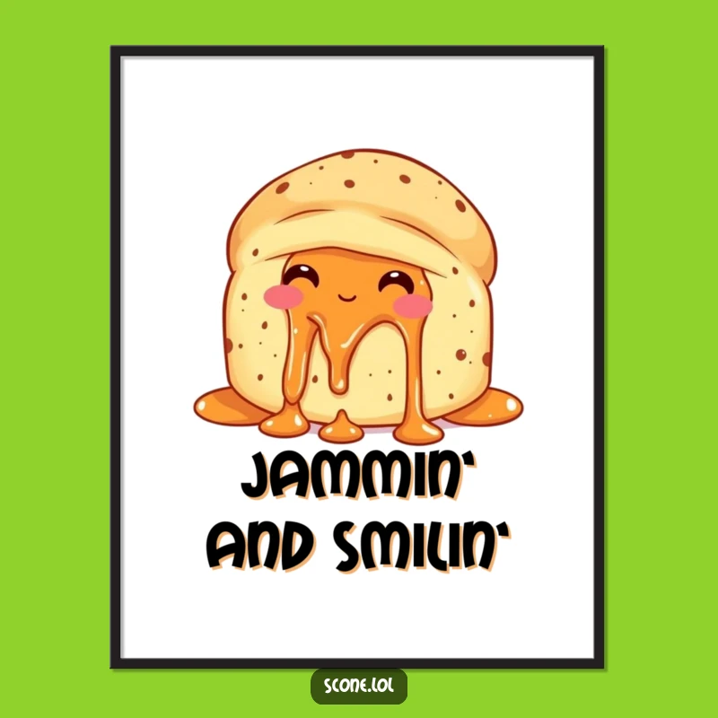 Funny Scone Jam Delight Digital Art Print - Instant Sweetness for Your Walls!