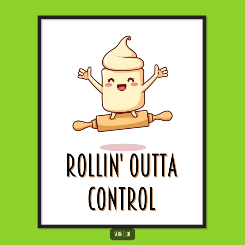 Funny Scone Rolling Pin Digital Art: Instant Download of Hilarious Pastry Art