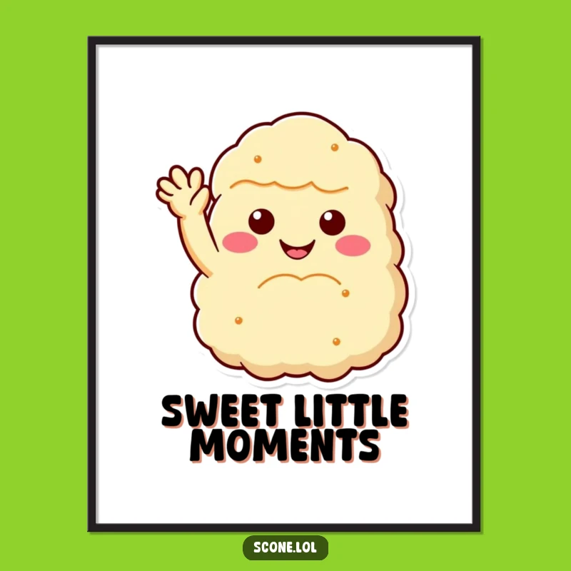 Funny Scone Wave Digital Art: High-Resolution Smiling Pastry Adds Cheerful Humor To Any Space