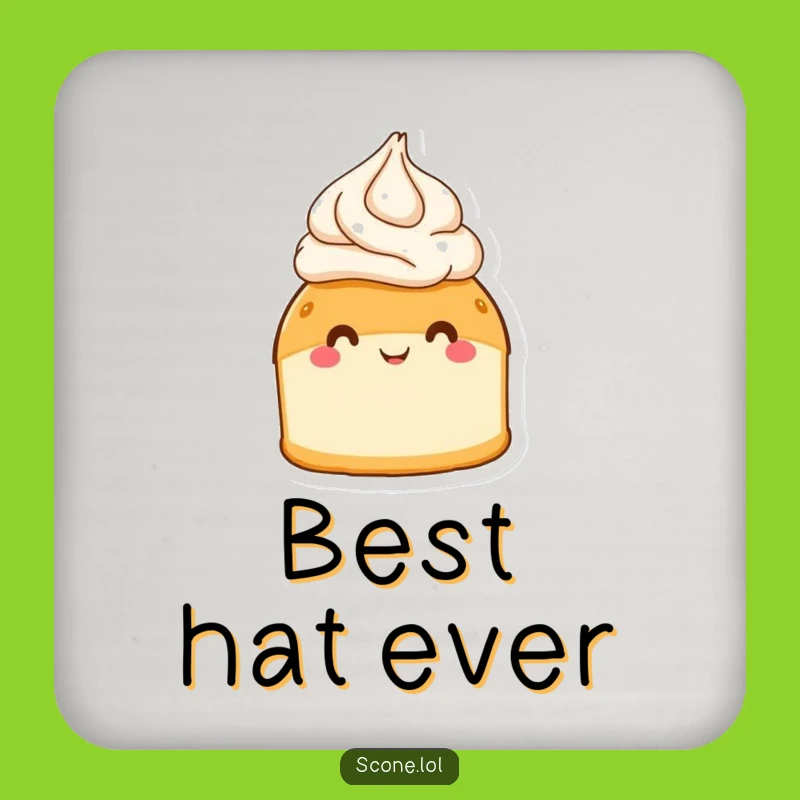 Funny Scone Cream Hat Drink Coaster - Protect Surfaces with Sweet Style!