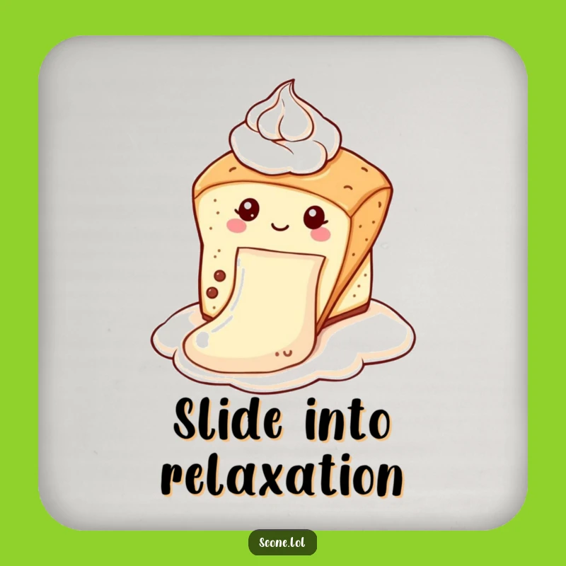 Funny Scone Cream Slide Drink Coaster: Protect Surfaces With A Pastry's Hilarious Slide Fun