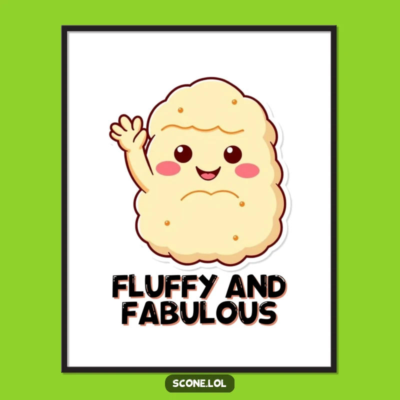 Brighten your walls with this funny scone poster! The smiling, waving scone brings instant cheer and a touch of pastry-themed humor, making it a wonderfully funny gift.