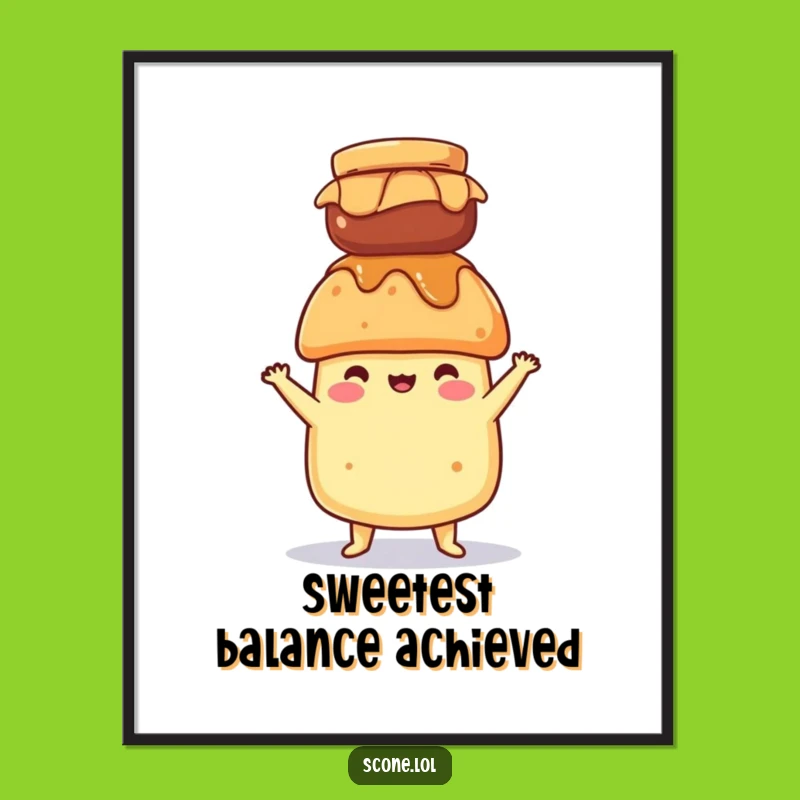 Funny Balancing Scone Jam Jar Poster - Precarious Art Funny Gift