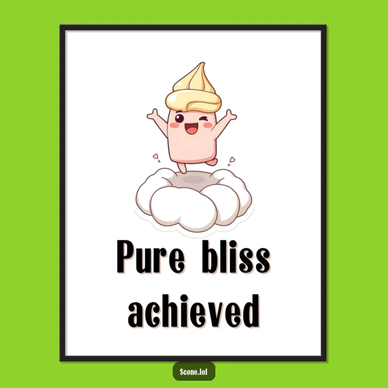 Funny Leaping Scone Cream Poster - Joyful Art for Walls Funny Gift