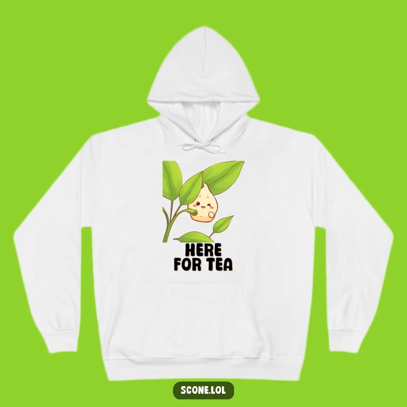 Funny Scone Tea Time Hoodie: Cozy Grinning Character, Warm and Hilarious Gift