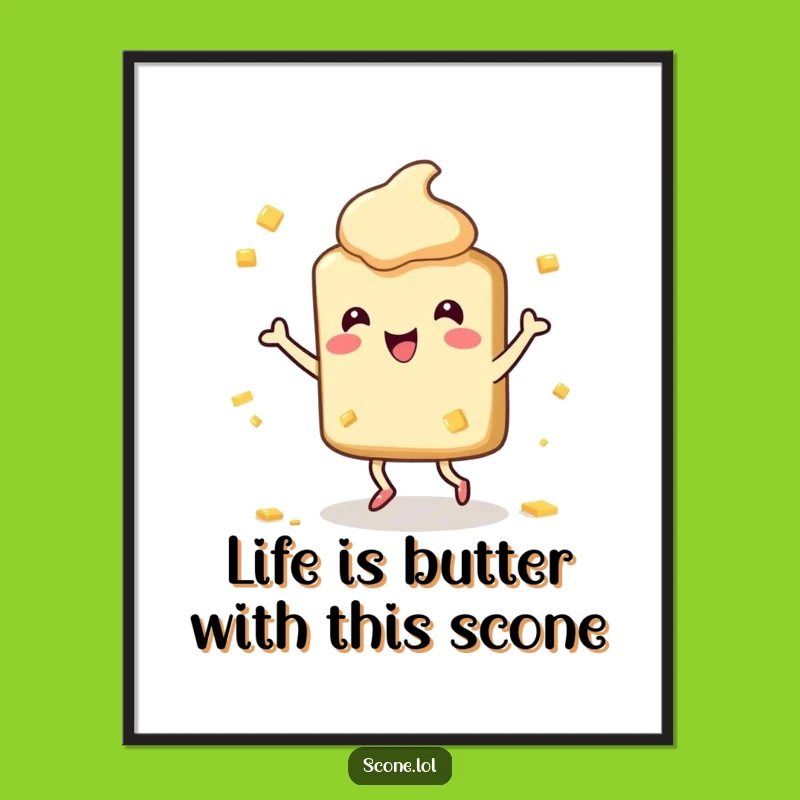 Funny Free Printable Scone Wall Art: Dancing Butter Scone for Humorous Downloadable Decor