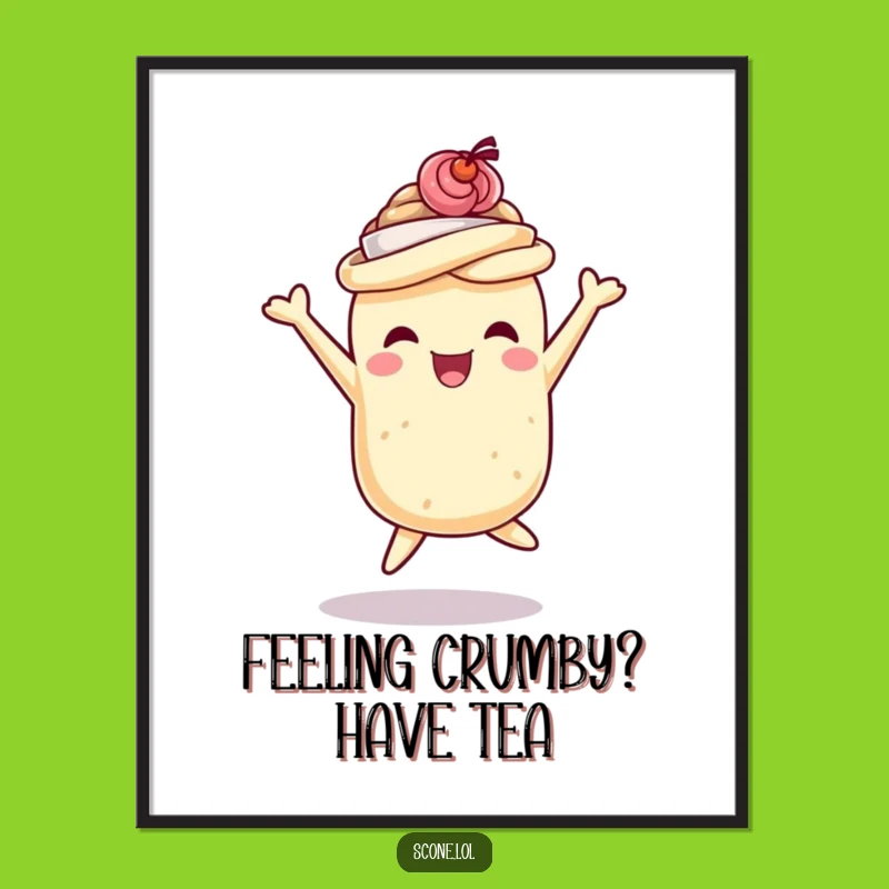 Funny Free Printable Scone Wall Art: Teacup Hat Jumps Downloadable Art