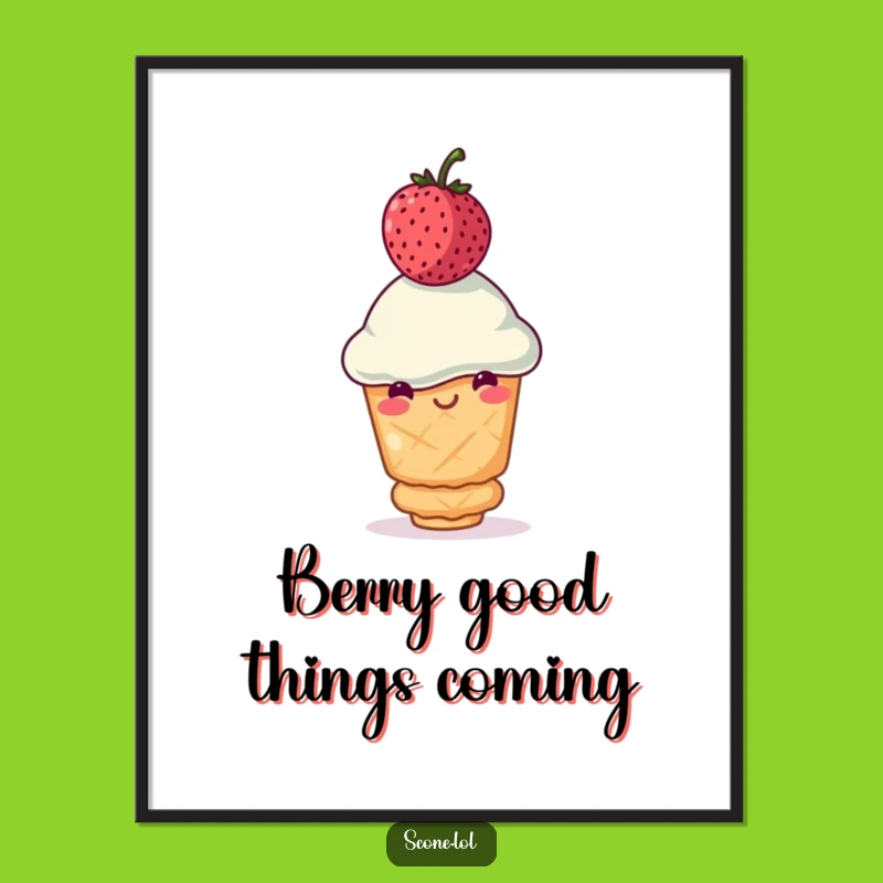 Funny Free Printable Scone Wall Art: Wobbly Berry Balance Downloadable Art