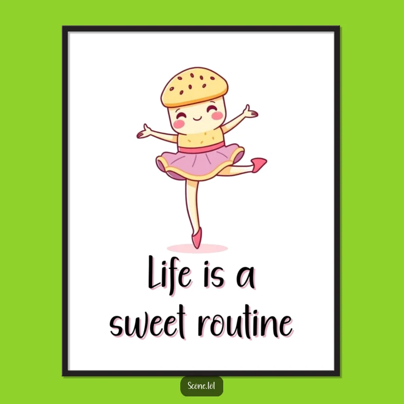 Funny Free Printable Wall Art: Scone Pirouette - Quirky Downloadable Decor