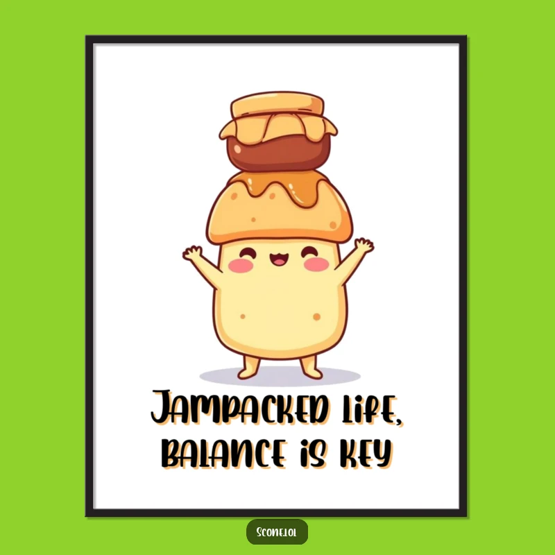 Funny Free Printable Scone Jam Balance Wall Art - Wobbly Downloadable Art Gift