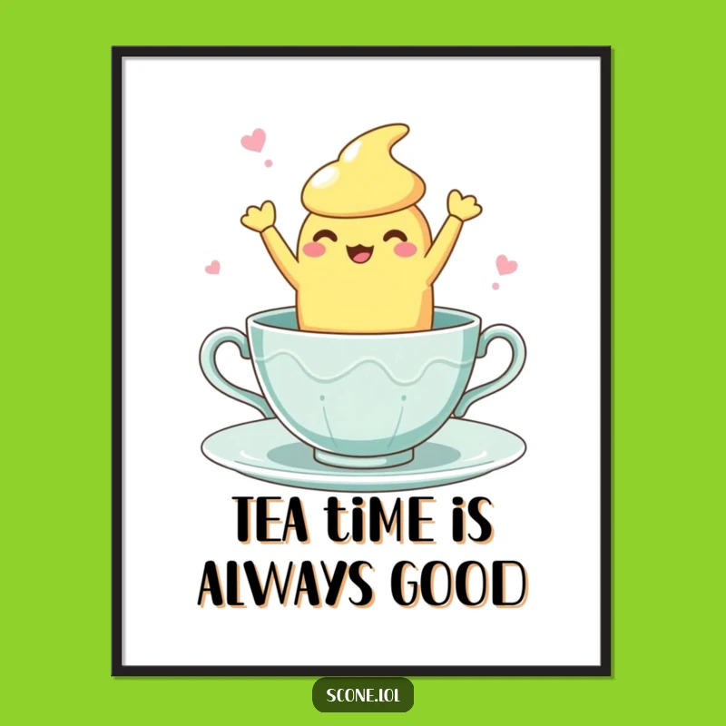 Funny Free Printable Scone Art: Teacup Dance Downloadable Decor