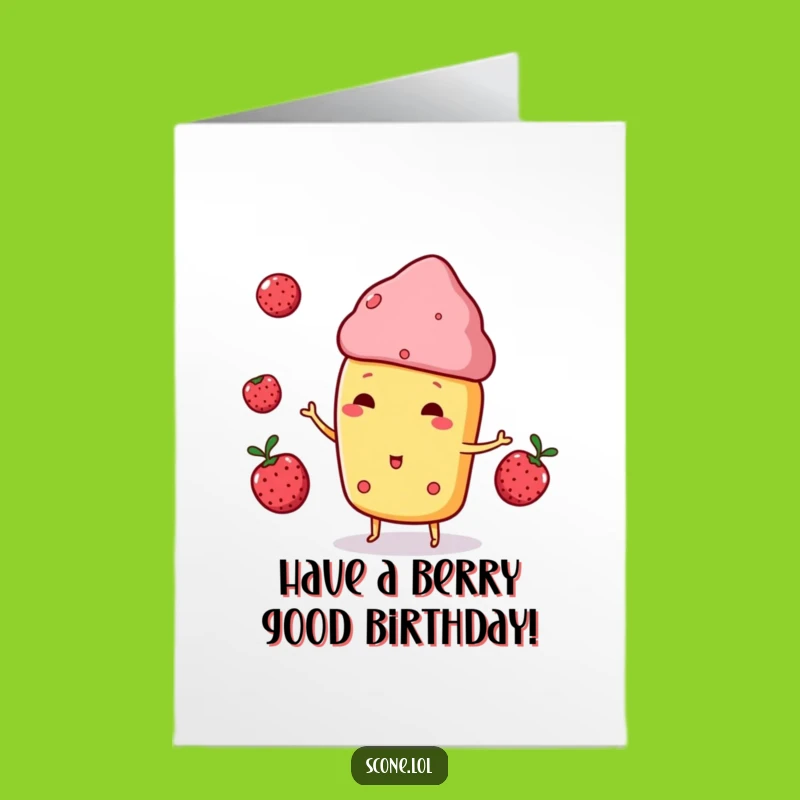 Free Printable Birthday Card: Juggling Scone Berries, Fun Downloadable Gift