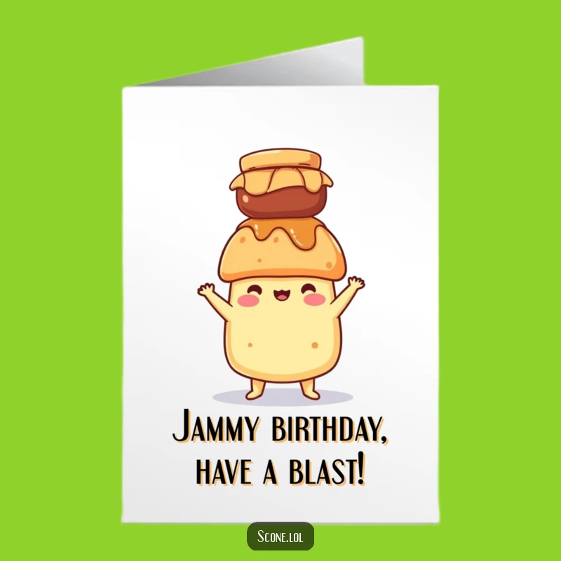 Free Printable Scone Jam Balance Birthday Card - Wobbly Jar Downloadable Funny Gift