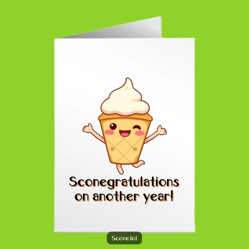 Funny Free Printable Birthday Card: Jumping Scone Character, Hilarious Downloadable Gift