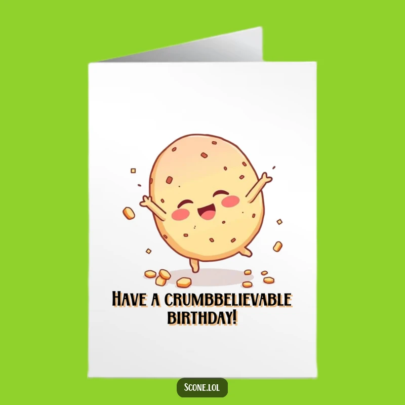 Free Printable Birthday Card: Cartwheeling Scone, Energetic Humorous Downloadable Gift
