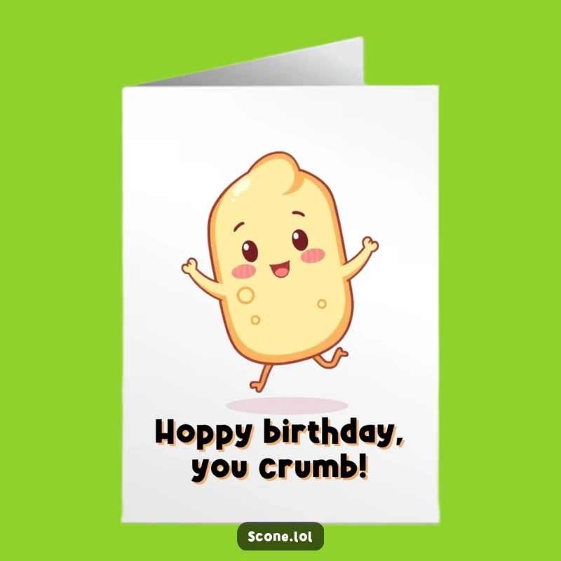 Free Printable Birthday Card: Funny Hopping Scone - Energetic Downloadable Gift