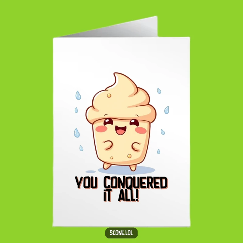 Free Printable Scone Congrats Card: Playfully Dodging Raindrops for Joyful Celebrations
