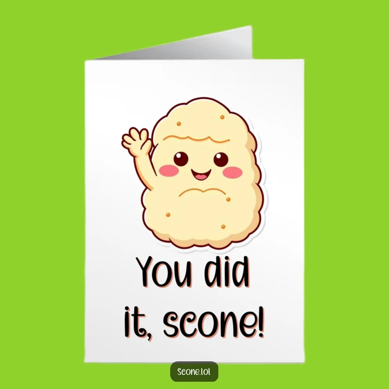 Free Printable Congratulations Scone Card: Waving Scone Funny Downloadable Gift