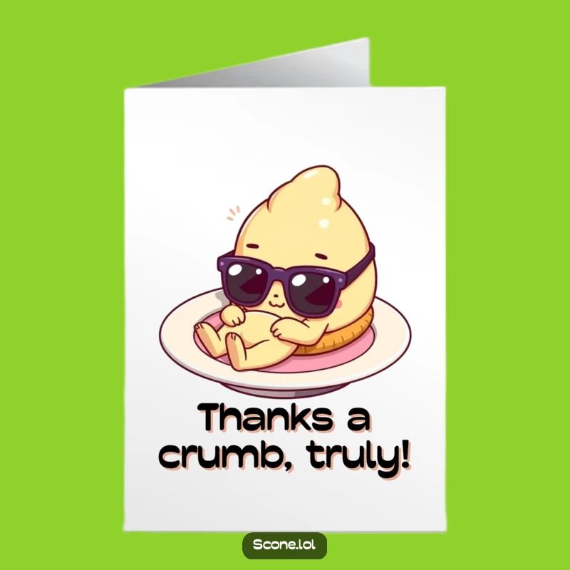 Free Printable Scone Thank You Card: Funny Sunglasses Pastry Downloadable Gratitude