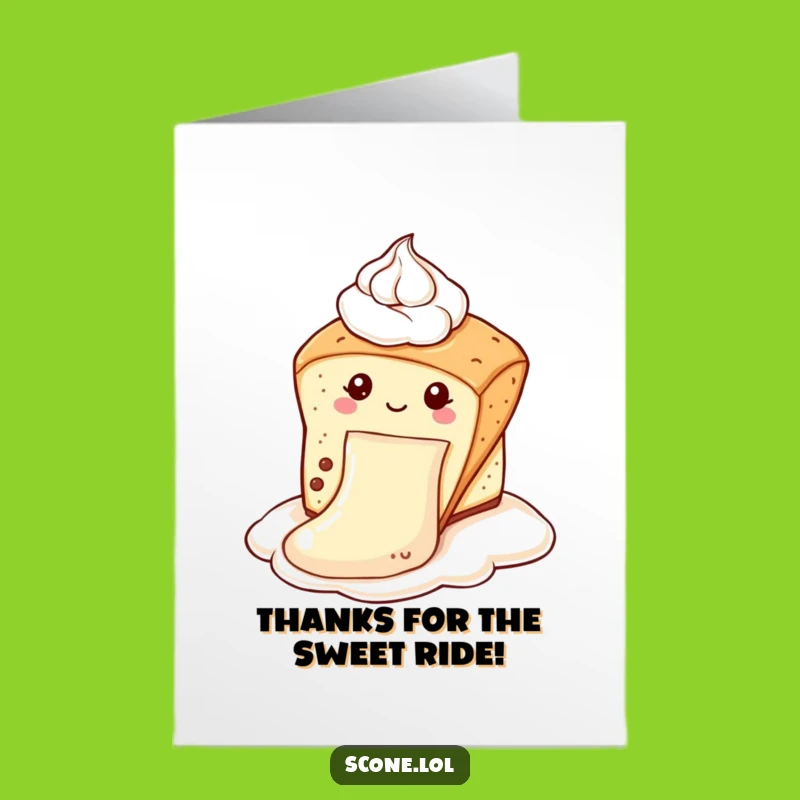 Thank them for their sweet kindness with this free printable card of a scone sliding on cream. Print at home for a delightful message.