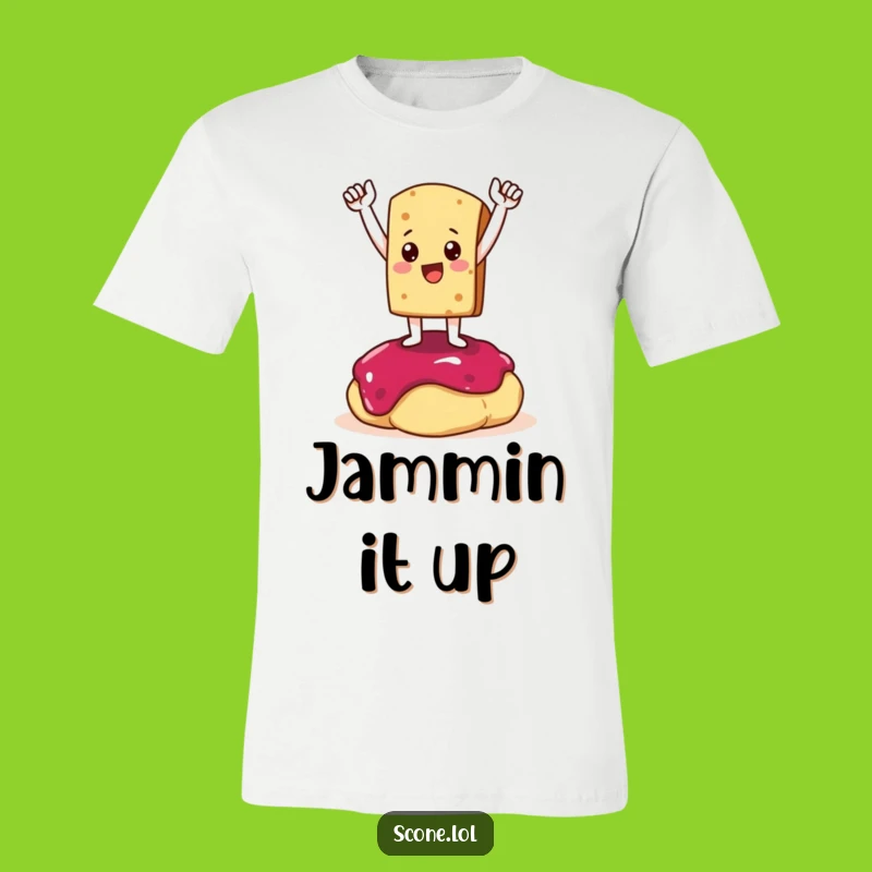 Funny Scone Conqueror T-Shirt: Triumphant Jam Pose, Hilarious Pastry Tee Gift