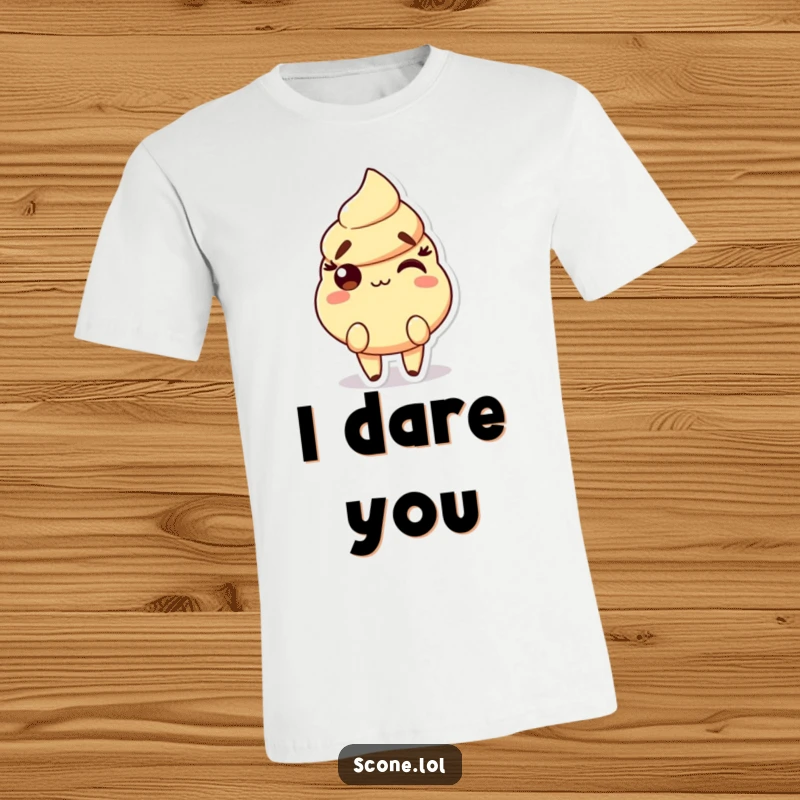 Funny Scone T-Shirt featuring a character with raised eyebrows and a playful smirk, perfect for casual, sassy wear.