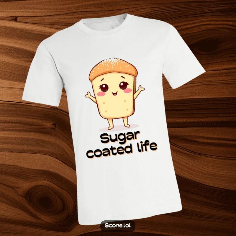 Funny Scone Sugar Dust Pose T-Shirt: A scone striking a proud pose, adorned with a delicate sugar dusting.