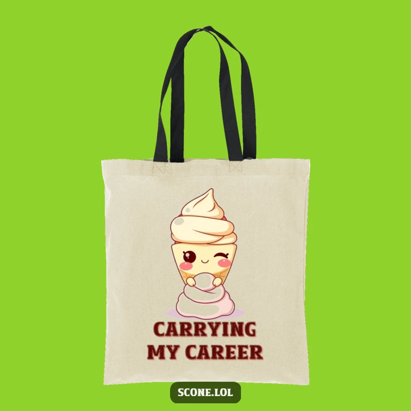 Funny Scone Tote Bag: Charming Winking Cream Balance Carry-All, Ideal Humorous Gift