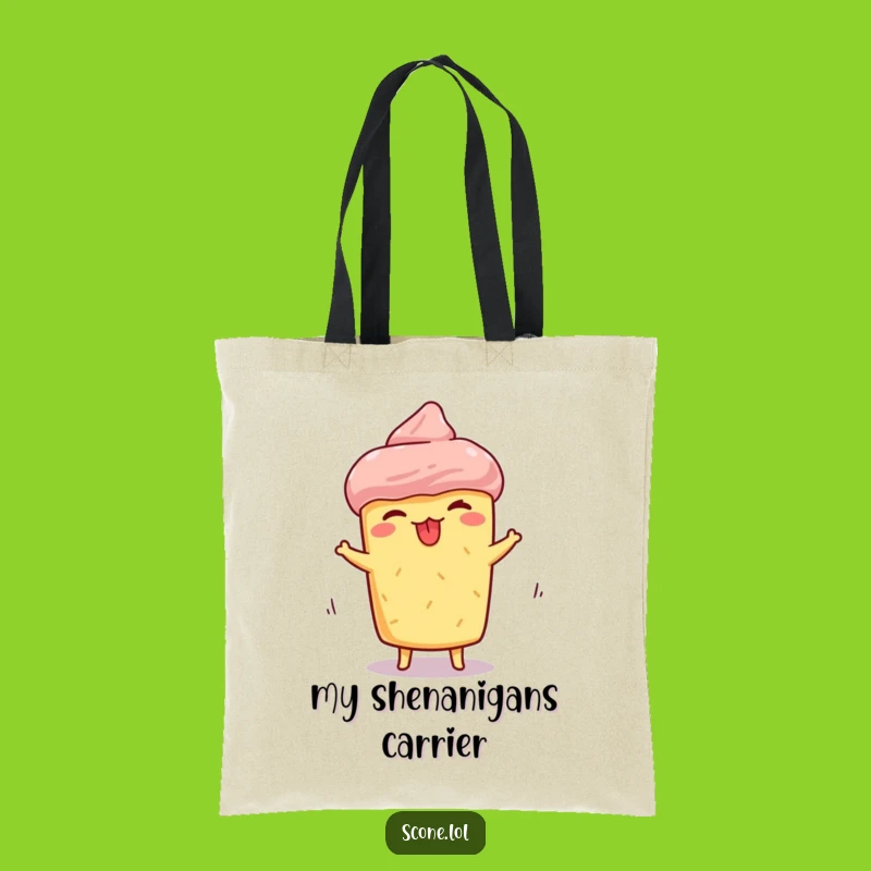Funny Scone Spinning Tote Bag: Silly Face Design, Practical & Humorous Gift